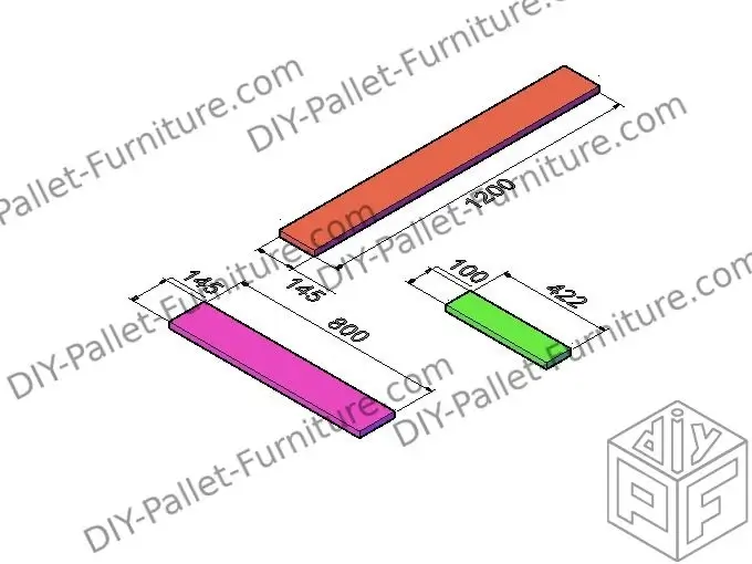 Different pieces you need to build a pallet desk