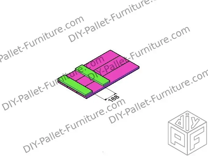 Building one of the three legs of the pallet desk