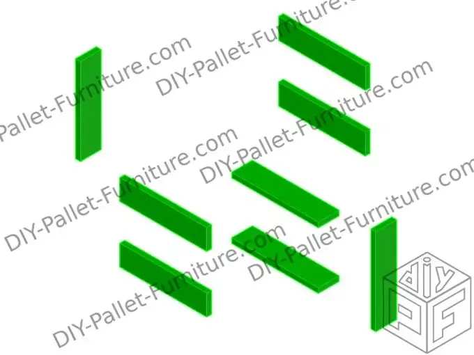 Exploded view of a pallet spice rack