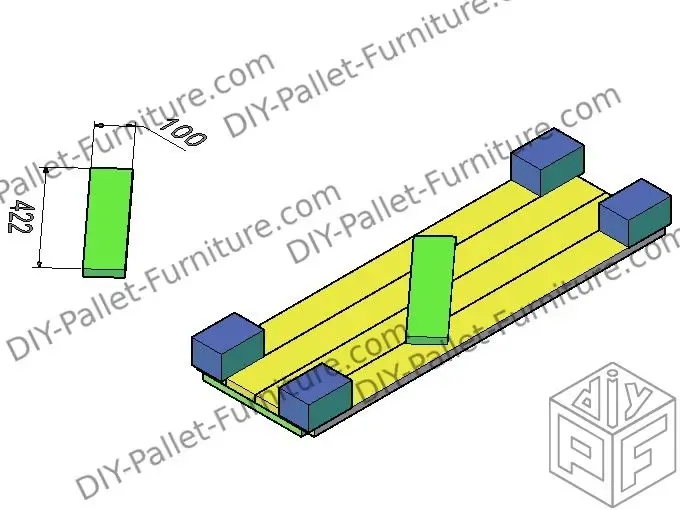 Building the floor and the legs of the pallet toy box