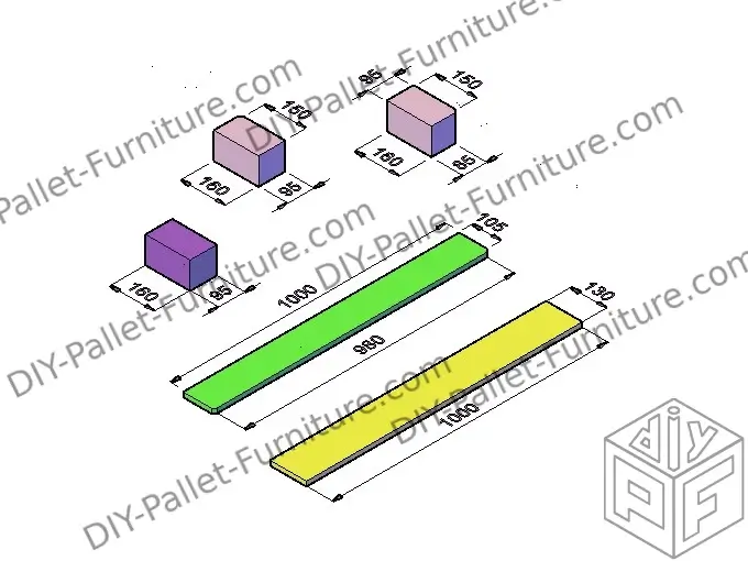 Pieces to start a pallet bench for children made out of pallet wood