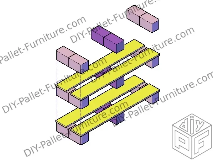 Building the three different levels of the pallet seat