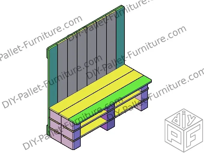 Finished 3d model of a pallet bench for children made out of pallet wood