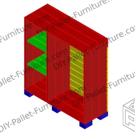 Finished 3D model of a 120x120 cm of a pallet wood cabinet