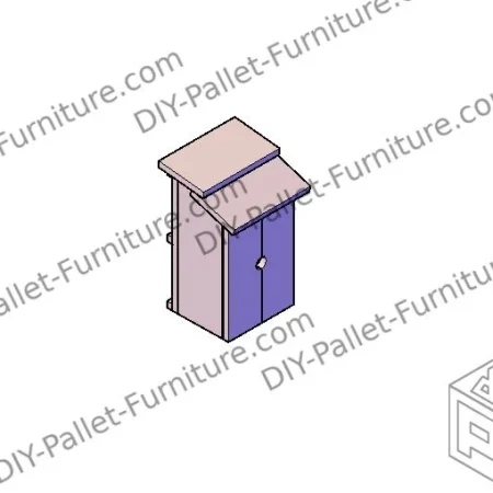 Finished model of a rendered DIY bird house to build with pallets