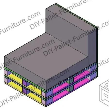Finished 3d model of a pallet sofa built with american pallets