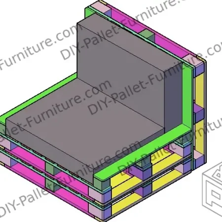 Finished 3d model of a pallet sofa made out of america pallets