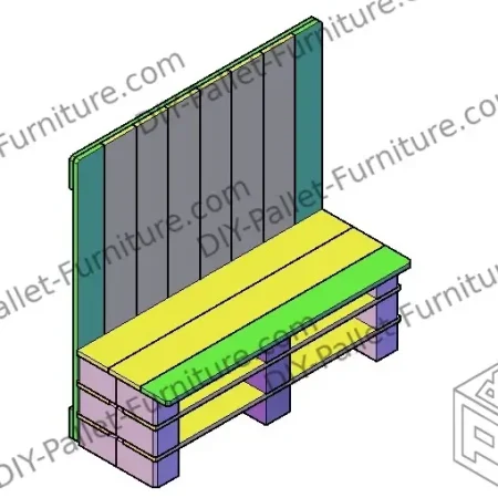 Finished 3d model of a pallet bench for children made out of pallet wood